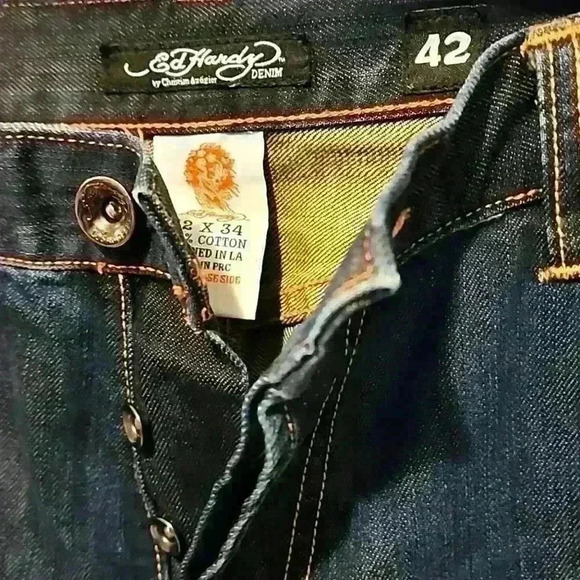 Ed Hardy 42x34 RARE 2009 Tattoo Skull and Eagle Beaded Vintage Classic Kool - Picture 5 of 14